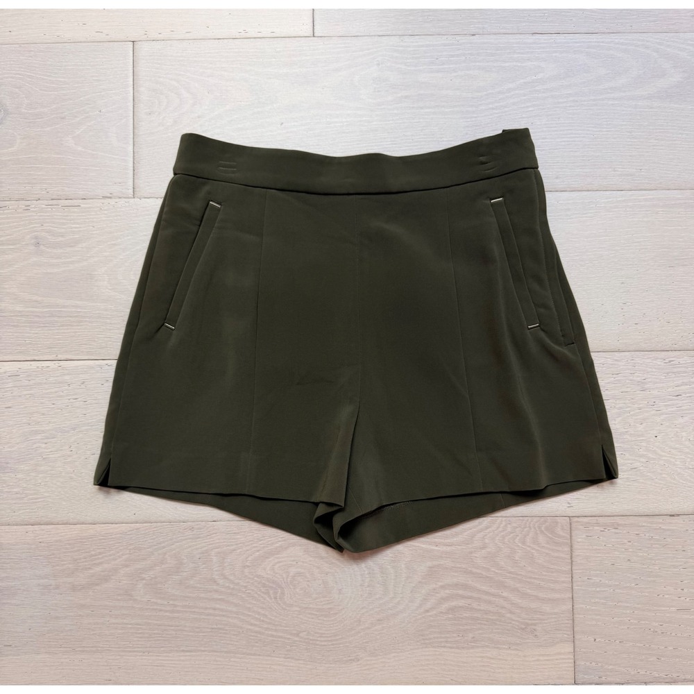 H&M Olive Green Dressy Shorts Women Size 10 High Rise Tailored Career Minimalist